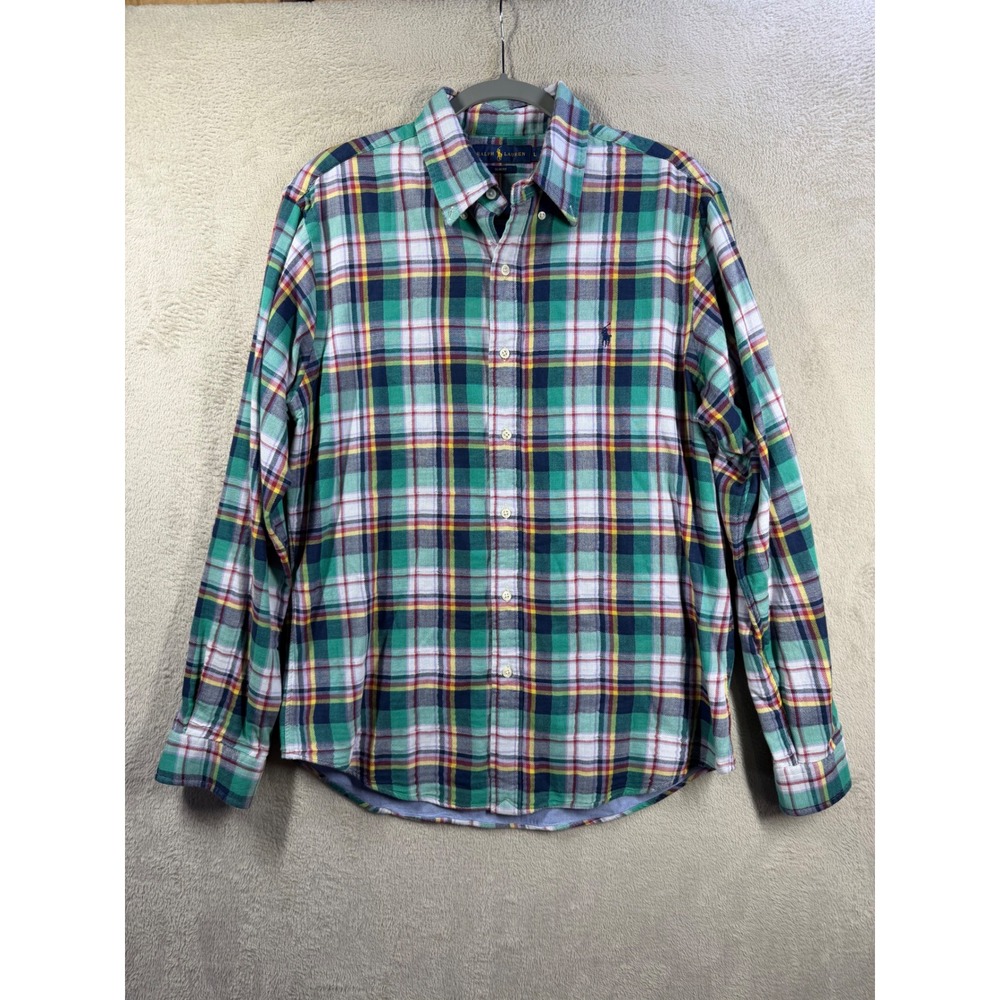 Polo Ralph Lauren Plaid Shirt Mens L Slim Fit Long Sleeve Button Up 5348
